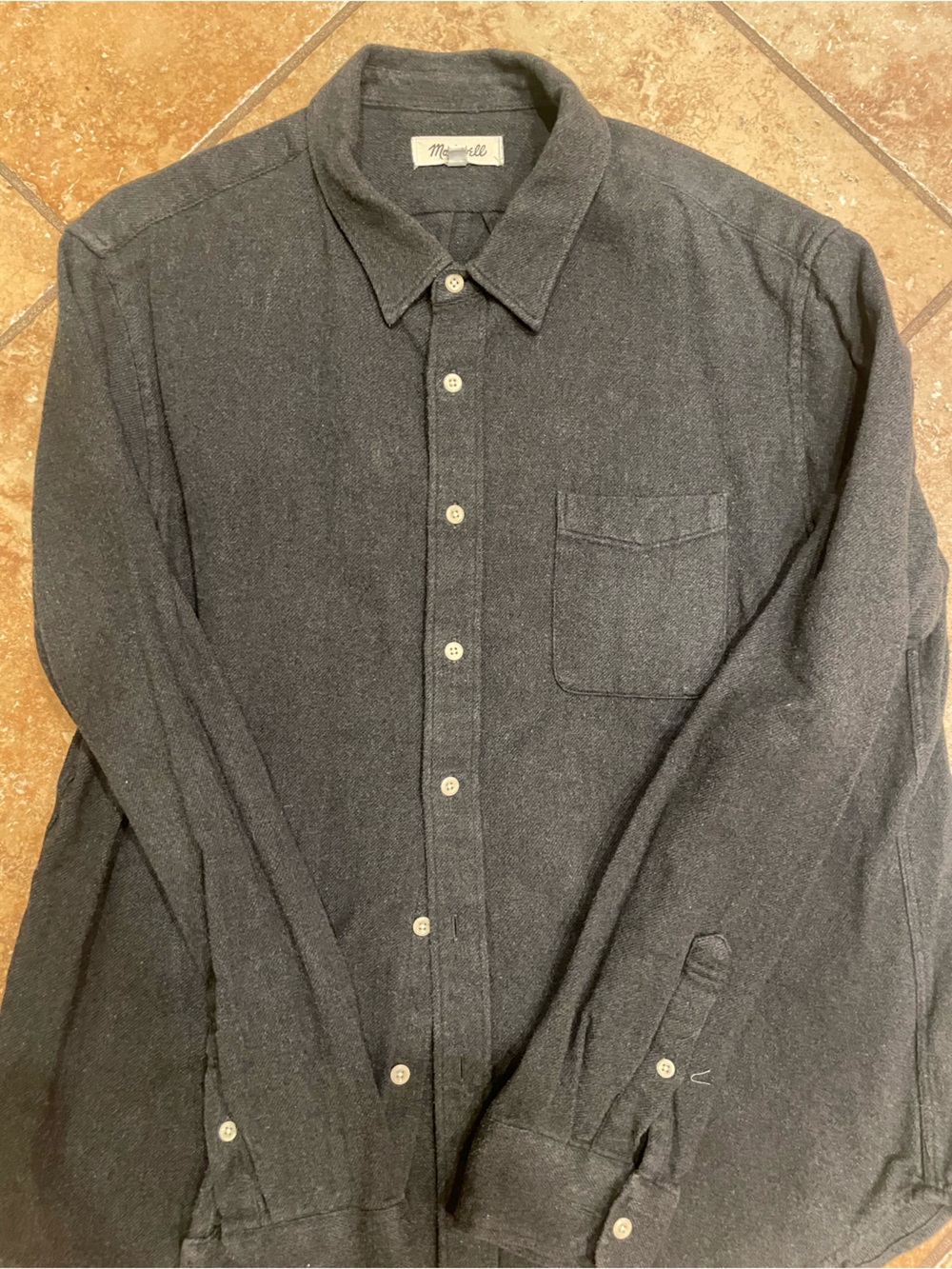 Madewell Plain Button-Up Shirt in Grey 100 % cotton